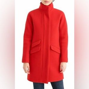 J Crew Wool Coat Cocoon Petite Red 12 P